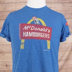 McDonald's‎ Shirt Womens Medium Blue Retro Hamburgers 15c Graphic Tee Arches